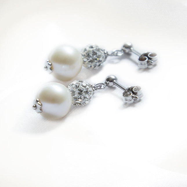 Orecchini in Oro con Perle e Sfere in Strass