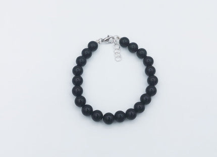 Bracciale in Onice Nero con Chiusura in Argento