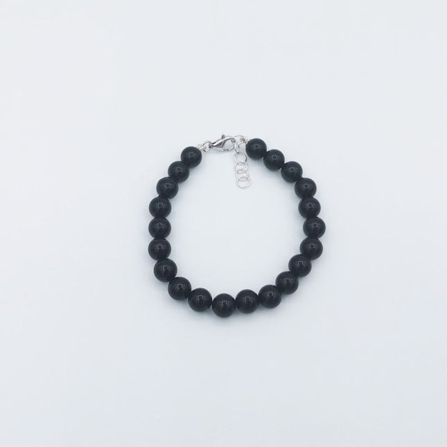 Bracciale in Onice Nero con Chiusura in Argento