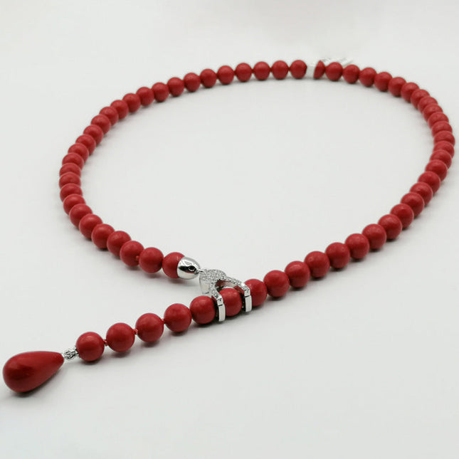 Collana in Corallo Rosso con Susta Regolabile