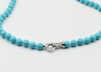 Collana in Turchese con Susta a Cuore in Argento e Strass