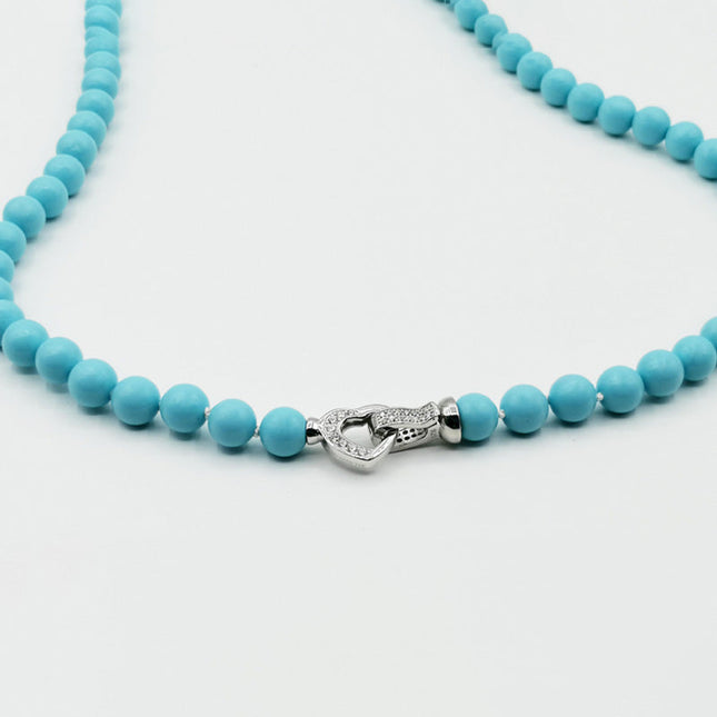 Collana in Turchese con Susta a Cuore in Argento e Strass