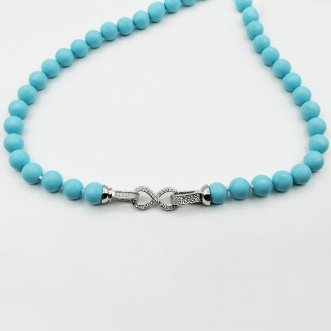 Collana in Turchese con Susta ad Infinito in Argento e Strass