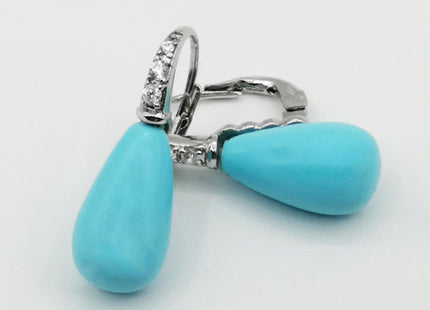 Orecchini in Turchese con Chiusura a Monachella in Argento e Strass
