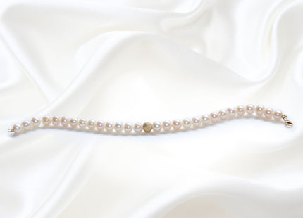 Bracciale in Perle con Sfera in Oro Diamantato