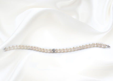 Bracciale in Perle con Sfera in Oro Diamantato