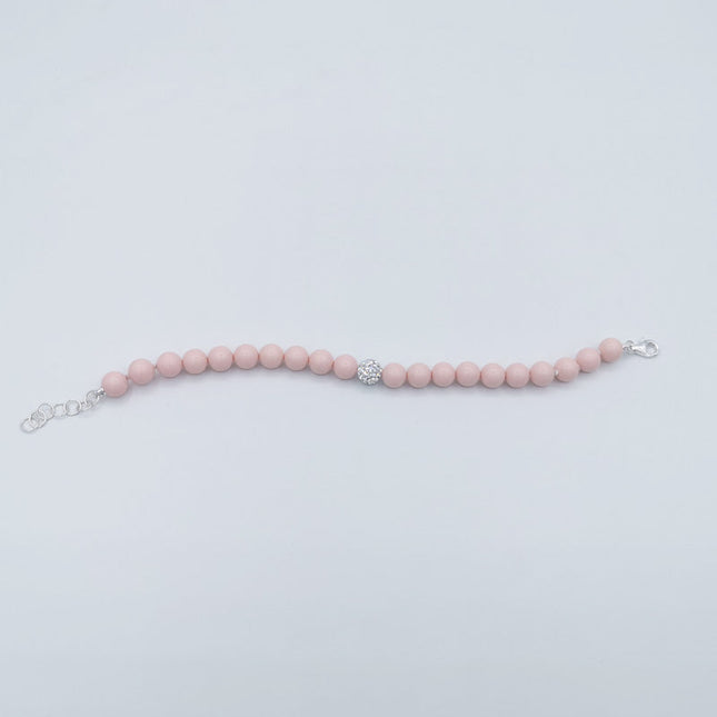 Bracciale in Corallo Rosa con Sfera in Strass