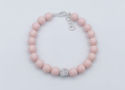 Bracciale in Corallo Rosa con Sfera in Strass