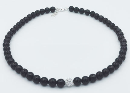 Collana in Onice Nero con Sfera in Strass