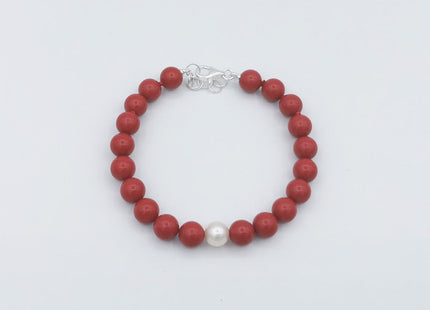 Bracciale in Corallo Rosso con Perla Naturale