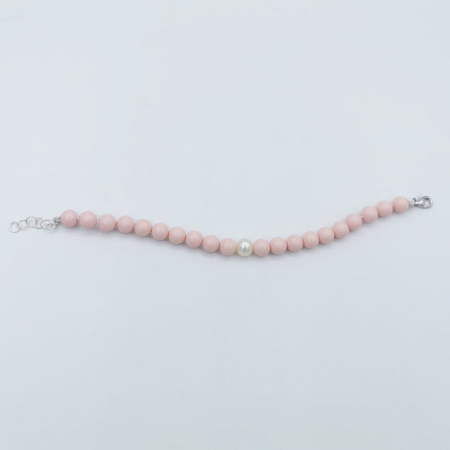 Bracciale in Corallo Rosa con Perla Naturale