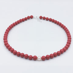 Collana in Corallo Rosso con Perla Naturale