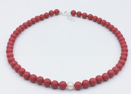 Collana in Corallo Rosso con Perla Naturale