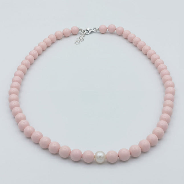 Collana in Corallo Rosa con Perla Naturale