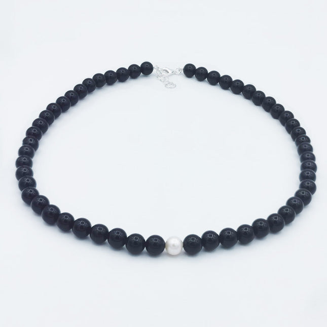 Collana in Onice Nero con Perla Naturale