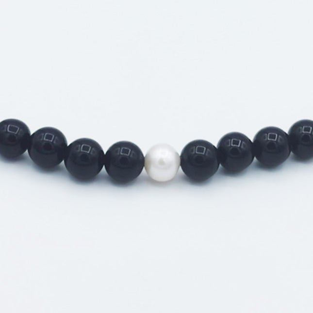 Collana in Onice Nero con Perla Naturale