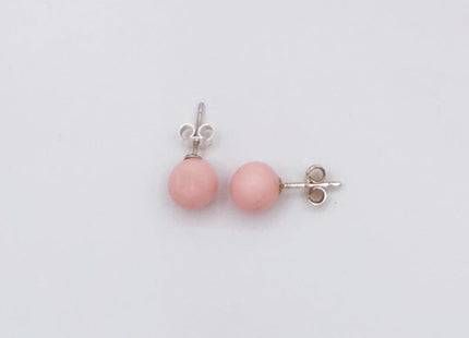 Orecchini a Lobo in Argento con Sfere in Corallo Rosa