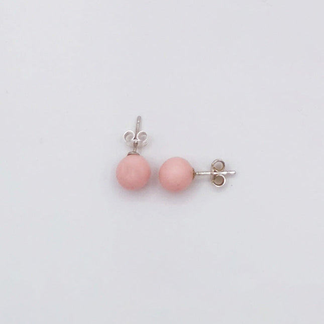 Orecchini a Lobo in Argento con Sfere in Corallo Rosa